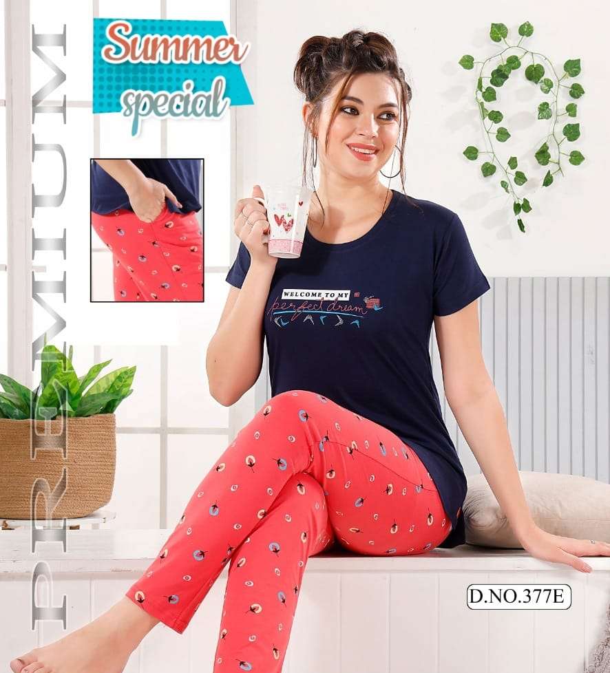 SUMMER SPECIAL NEW VOL.377 Heavy Shinker Hosiery Cotton Night Suits With Pocket CATALOG WHOLESALER BEST RATE