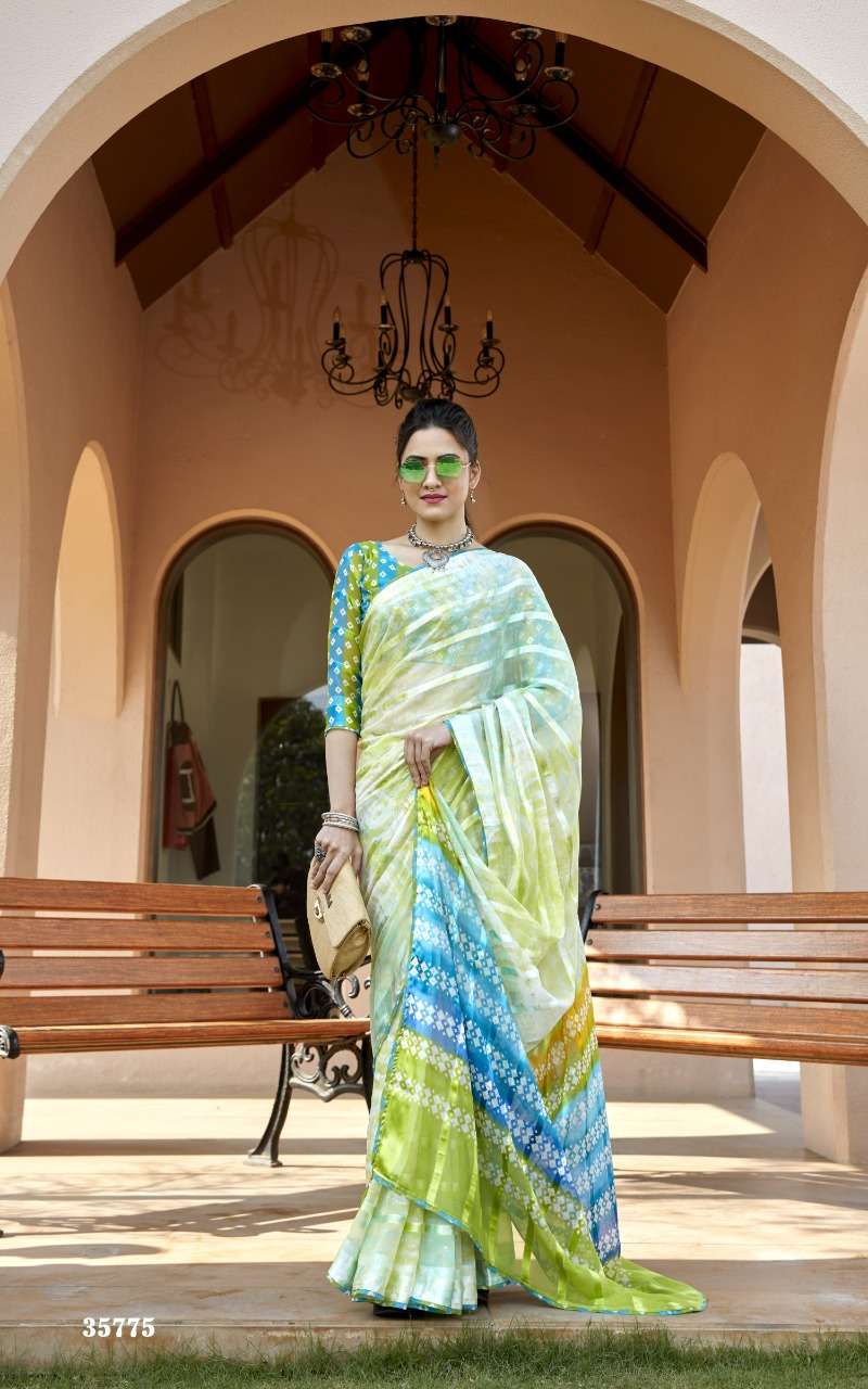 vallabhi sowjanya weightless printed saree with satin patta concept