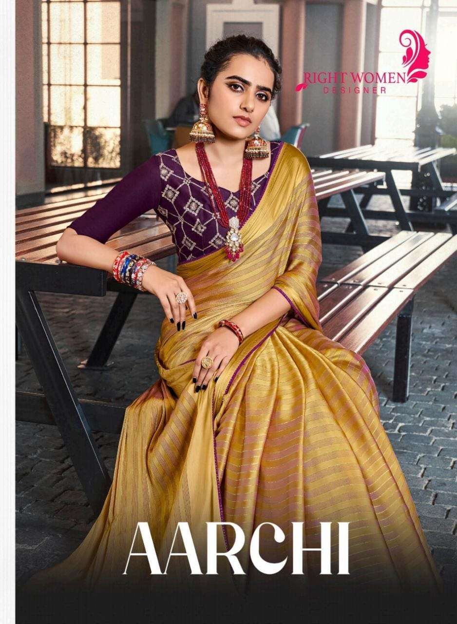 aarchi by right women satin pattern fancy sarees