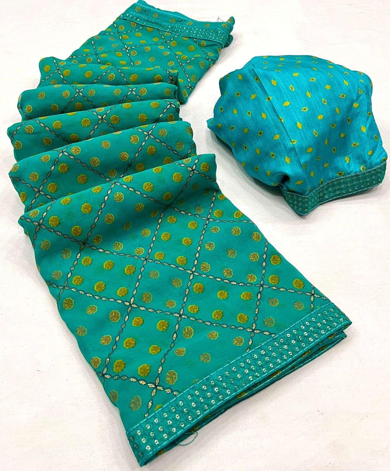 aarohi by kashvi creation georgette saree fancy sequence work lace 