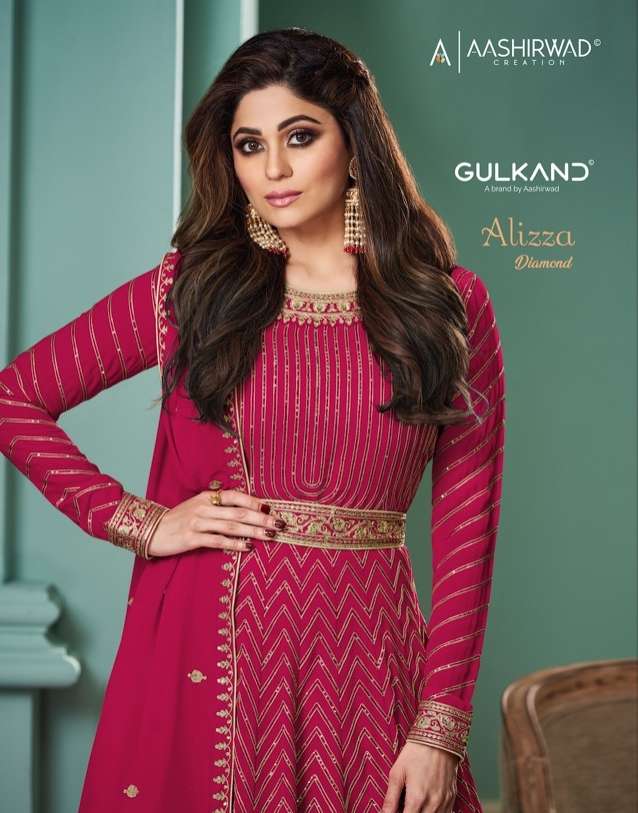 aashirwad creation alizza diamond readymade free size stitched dresses 
