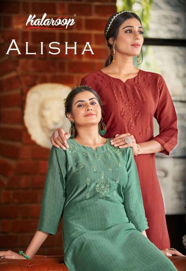 alisha by kalaroop rayon work daily wear kurtis
