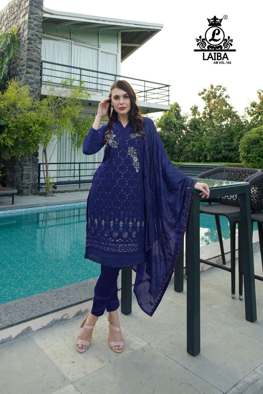 am vol 164 by laiba designer georgette heavy embroidery pakistani readymade suits