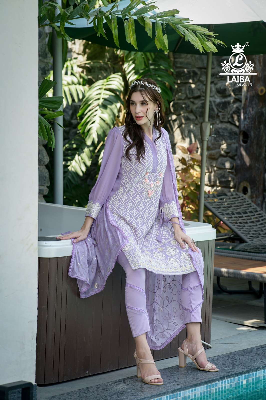 am vol 173 by laiba designer georgette exclusive readymade pakistani suit