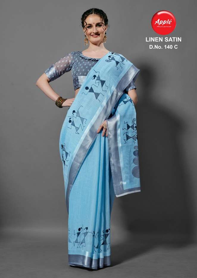 apple linen satin 140 design cotton fancy saris 