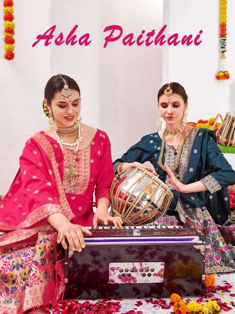 asha paithani by poonam tapeta silk long paithani gown with dupatta