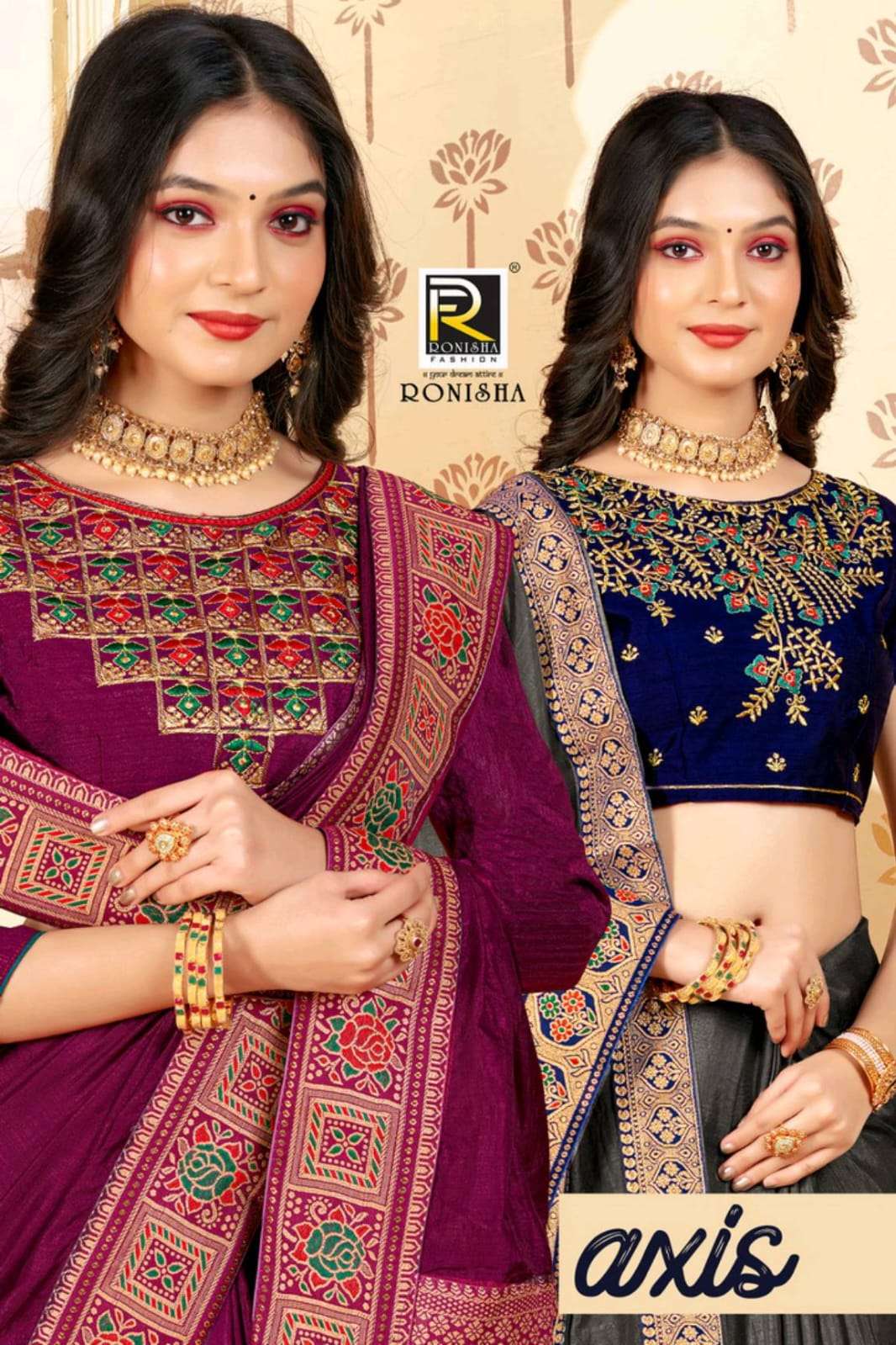 Axis by ranjna saree fancy border work blouse daily wear saree collection 
