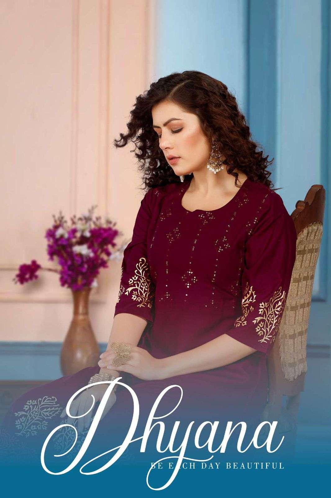 BEAUTY QUEEN DHYANA HEAVY RAYON Sequence Work In TOP KURTI CATALOG WHOLESALETR BEST RATE