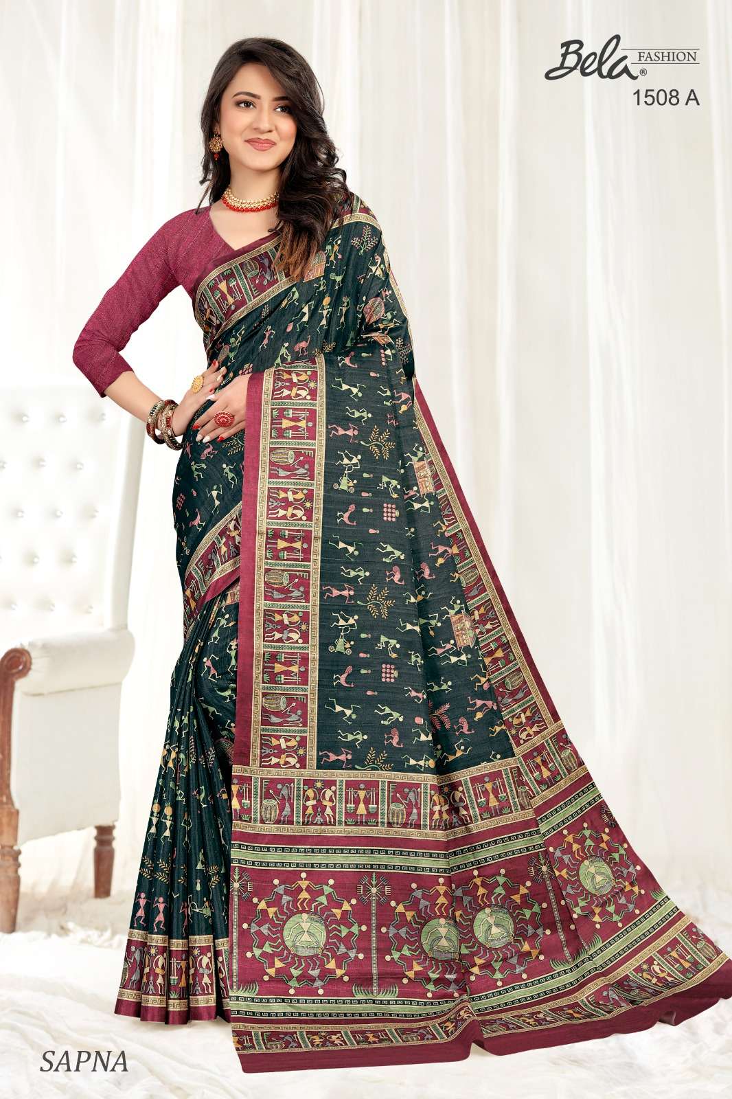 bela fashion sapna silk digital printed sarees