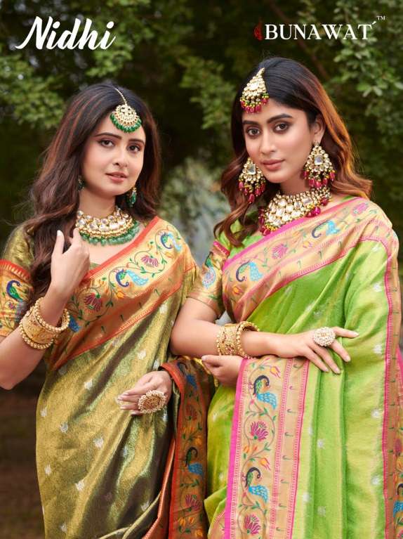 bunawat nidhi zari weaving wedding paithani silk saris wholesaler