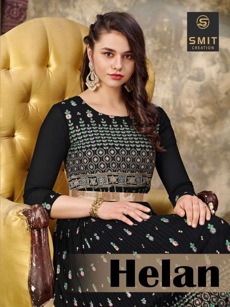 helan by poonam georgette gown with belt collection