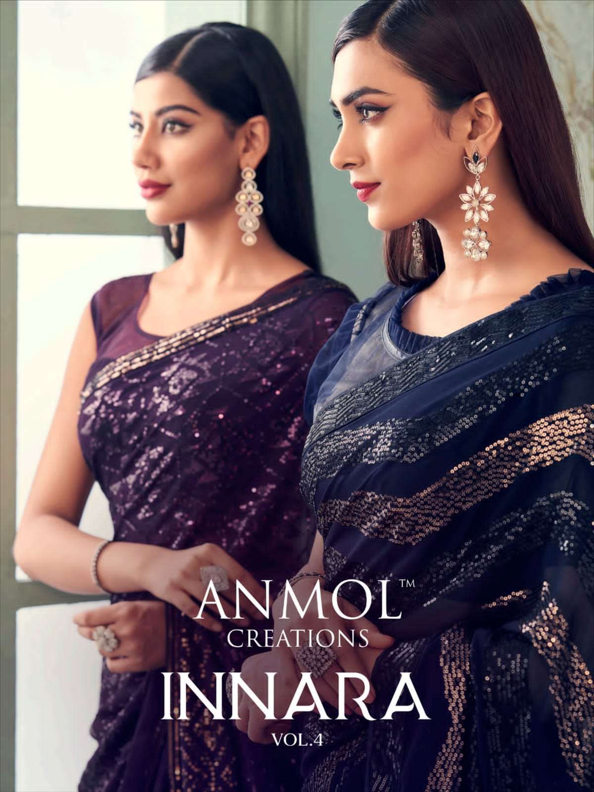 innara vol 4 by anmol creation georgette sequence work party wear sarees