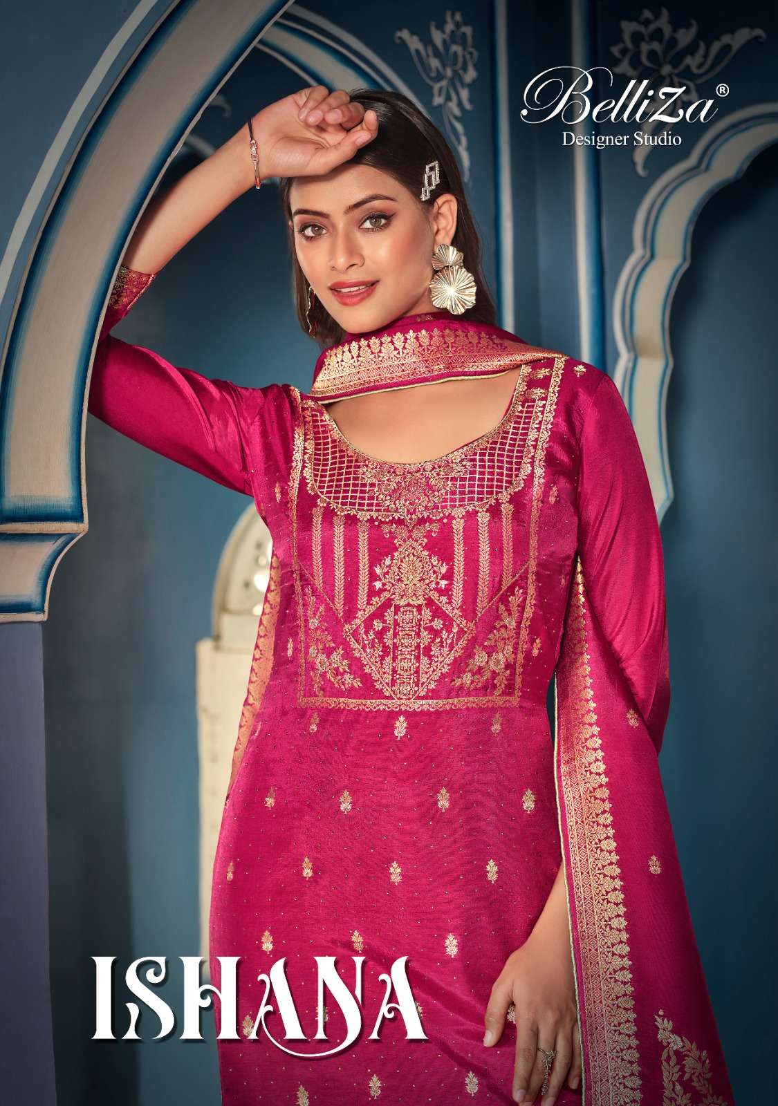 ishana by belliza viscose dola jacquard ethnic wear dresses supplier