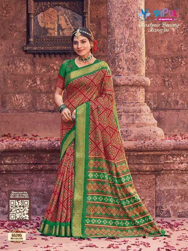 kashmir beauty rang de by vipul silk printed south indian style saree