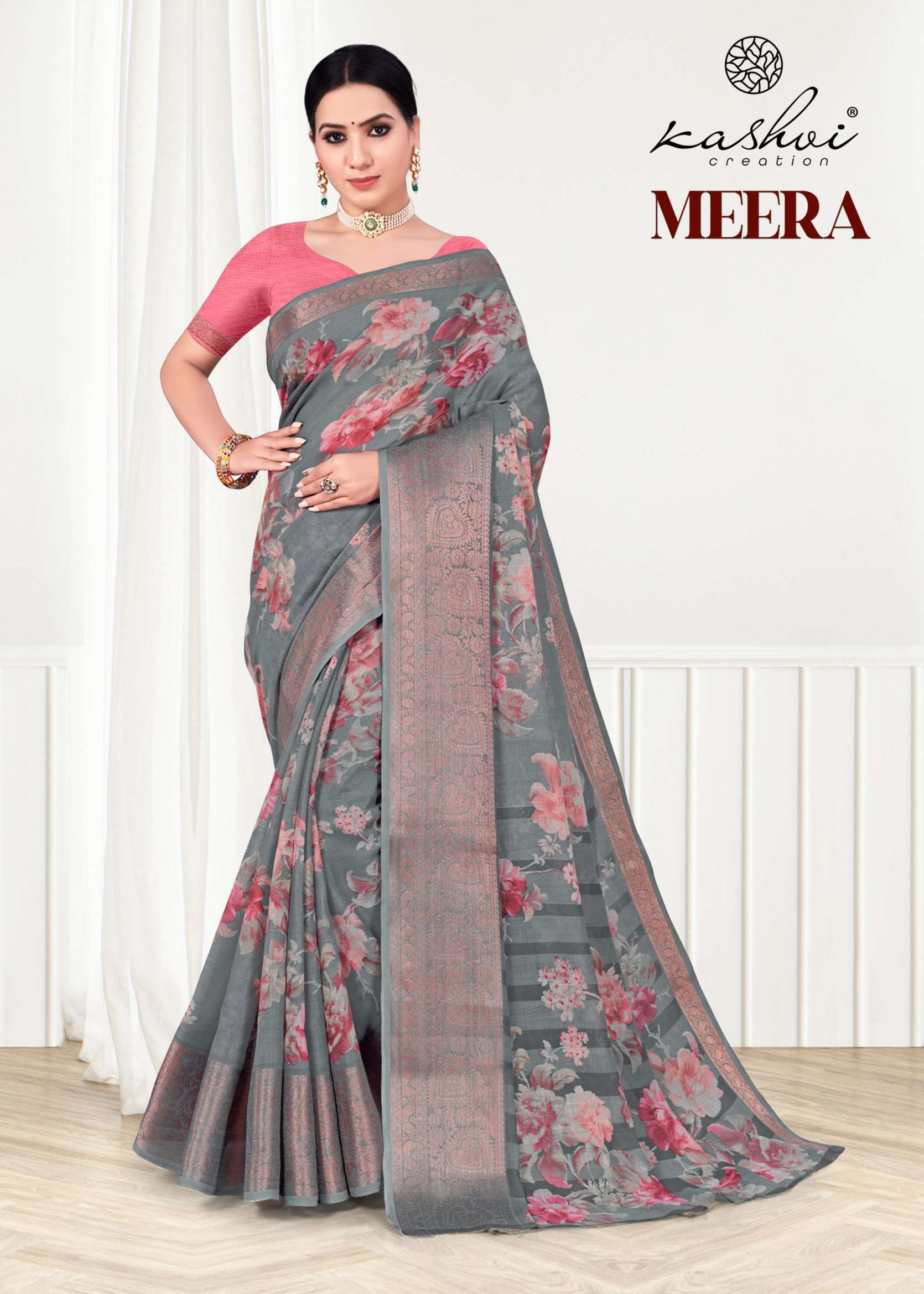 kashvi creation meera linen silk sarees 