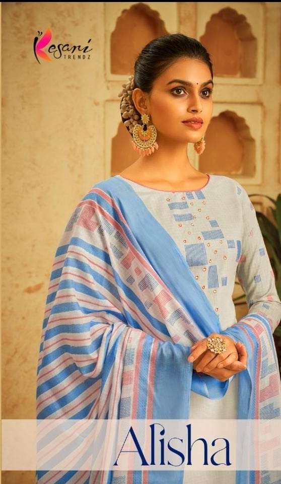 kesari trendz alisha cotton with alba work exclusive fancy salwar kameez