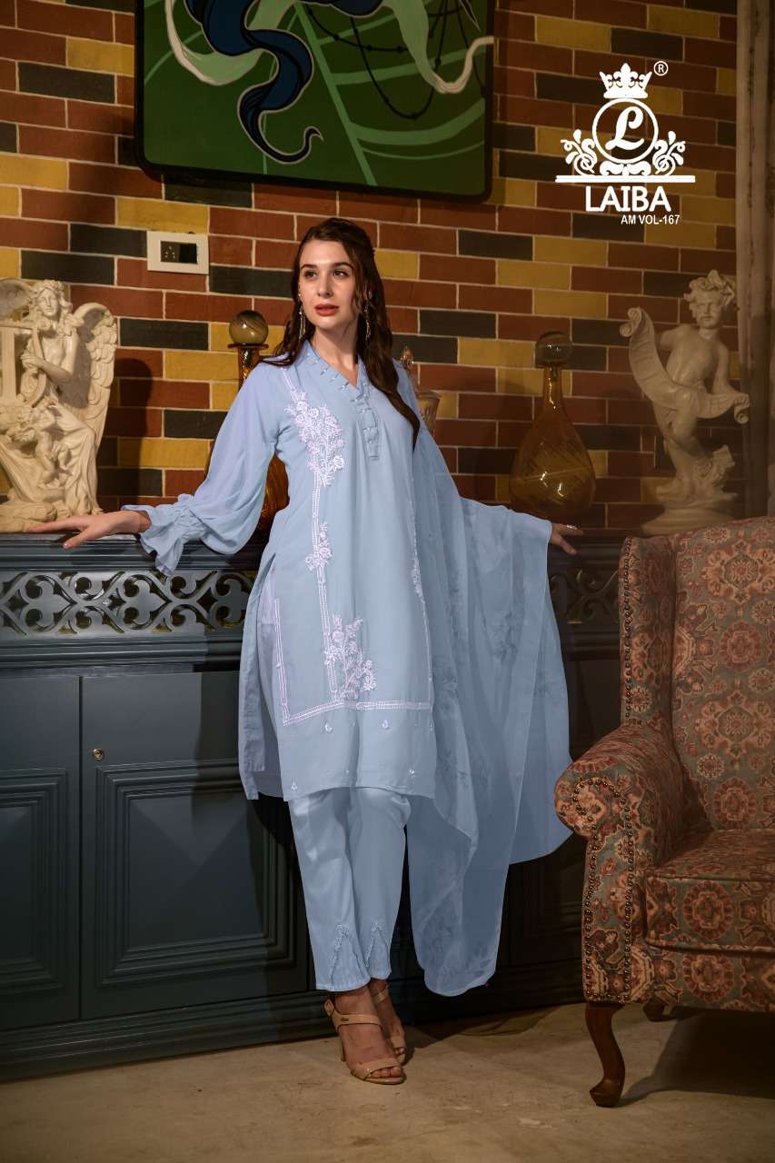 laiba designer am vol 167 light pakistani georgette readymade suit