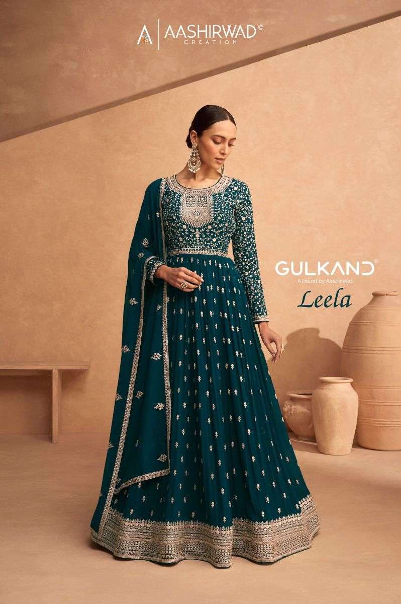leela by aashirwad georgette long readymade suits