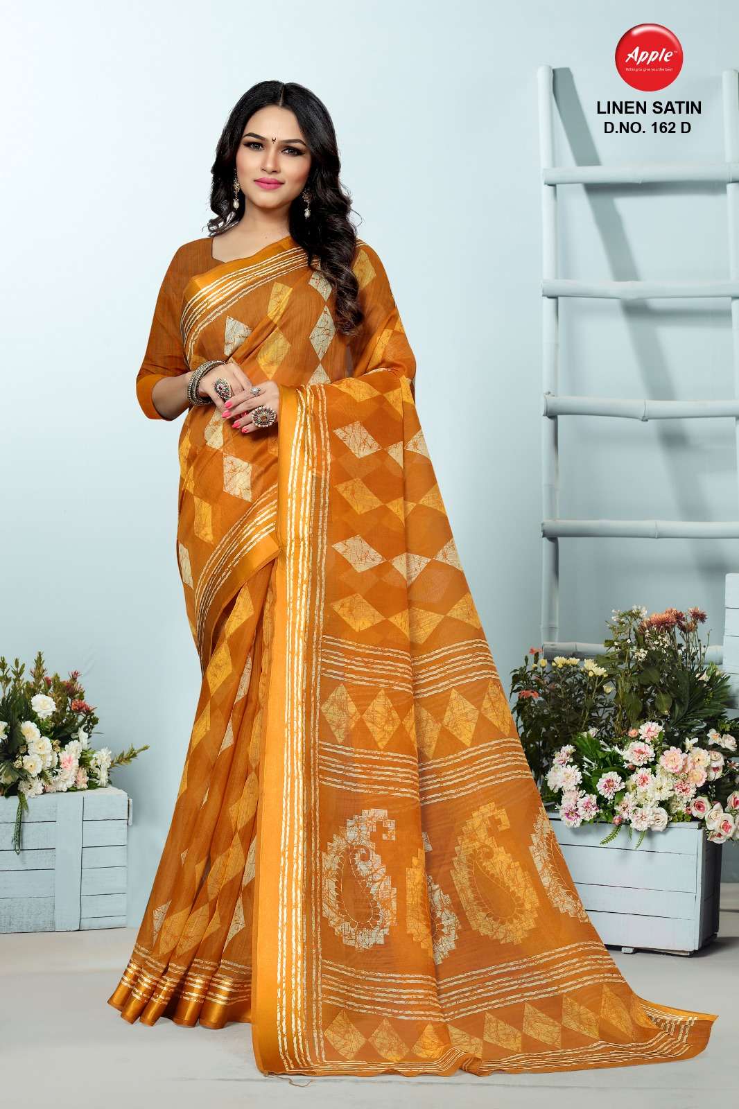 linen satin 162 design by apple cotton saris 