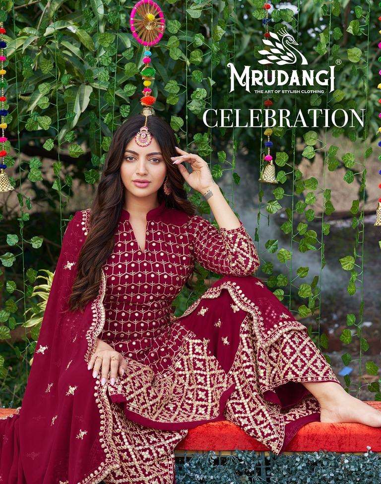 mrudangi celebration georgette premium sharara style salwar kameez