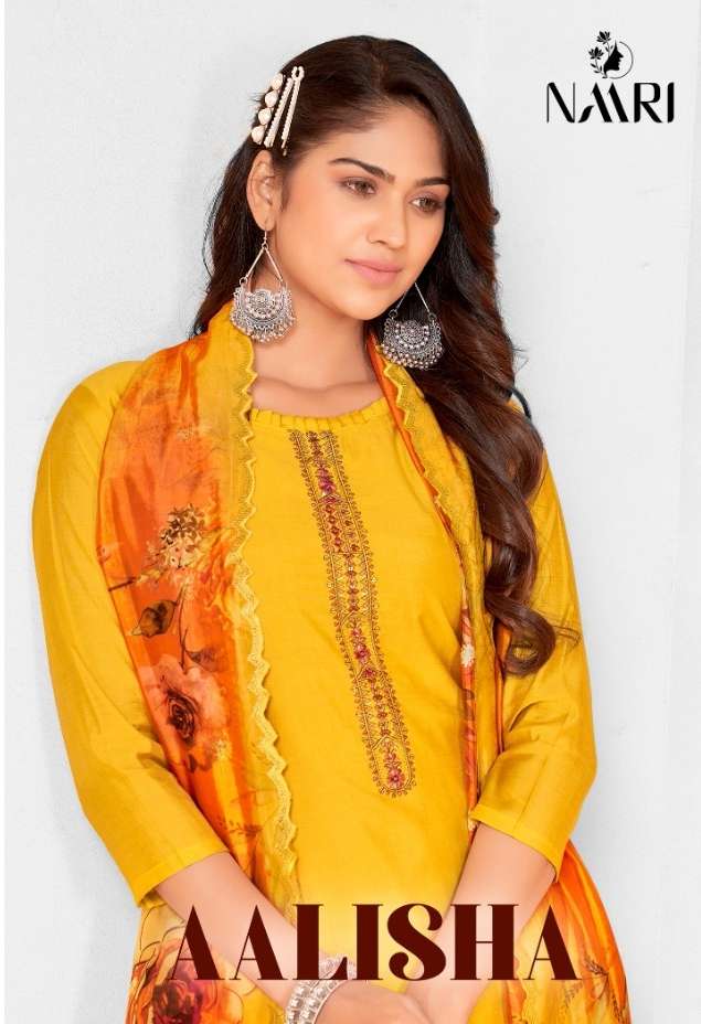 Naari aalisha pure silk embrodery work salwar kameez