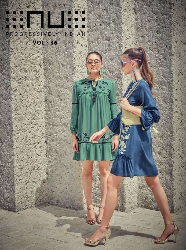 nu vol 36 rayon designer western short kurti tunic collection