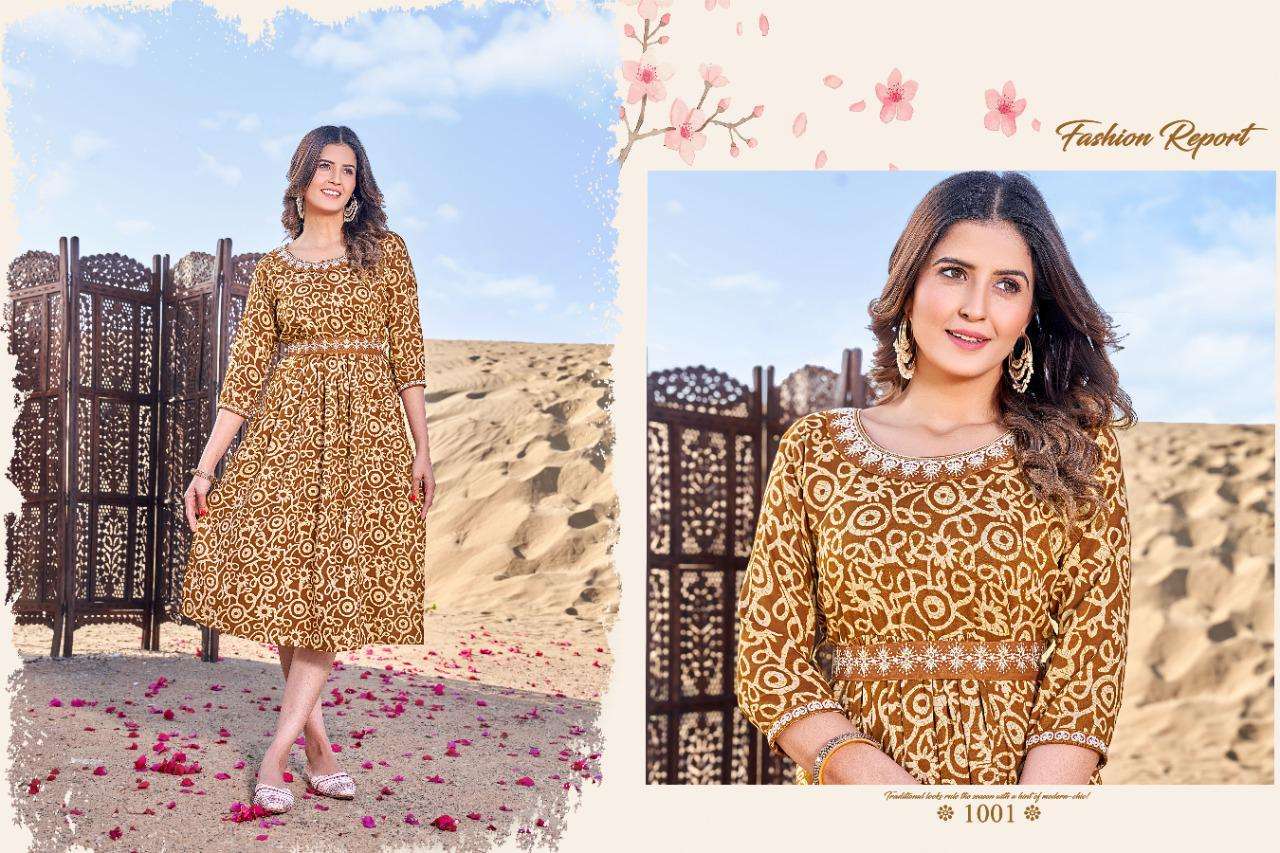 pari carnival nyraa cut kurti catalog with belt pattern 