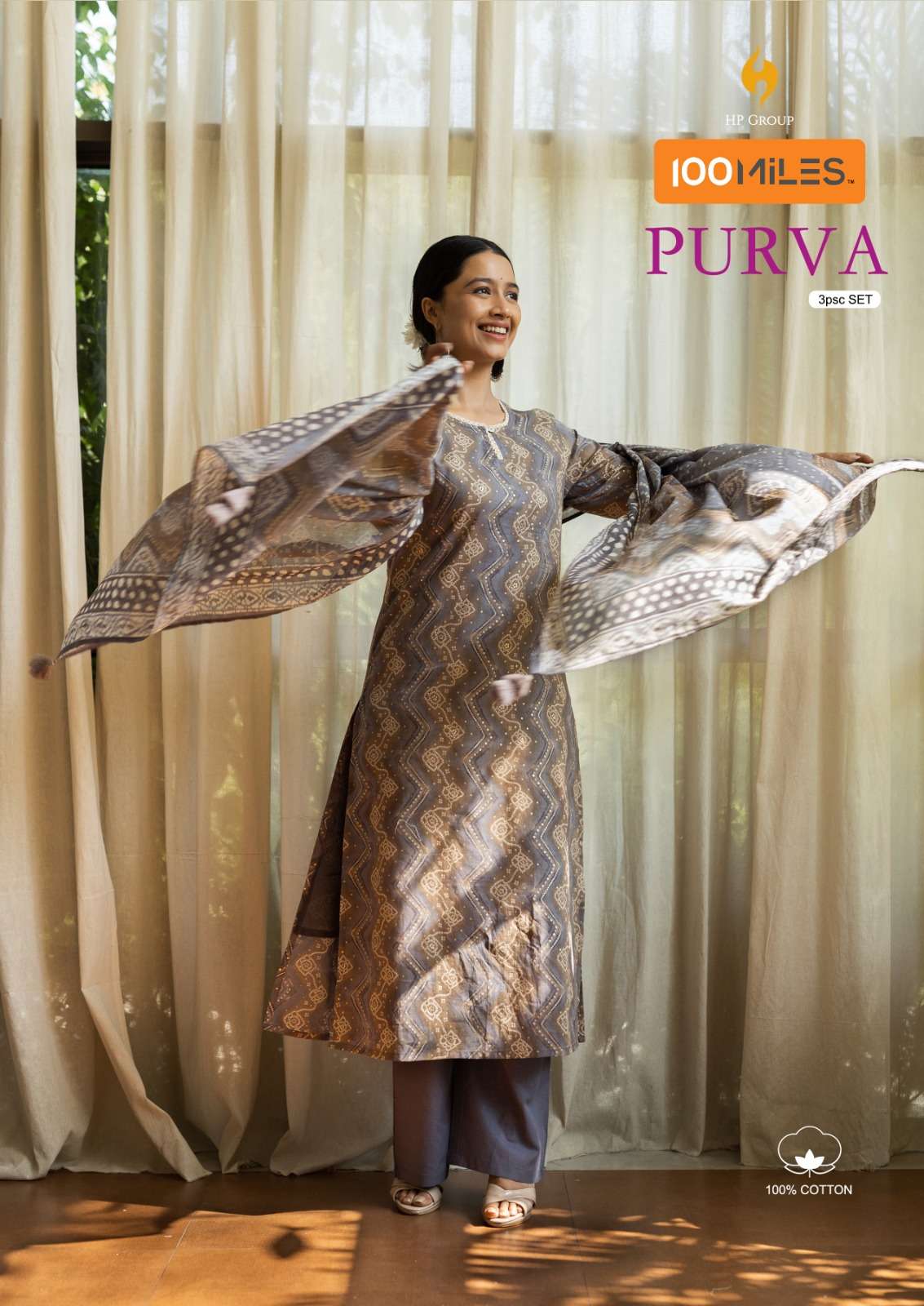 purva by 100 miles kurti pant with dupatta 3 psc readymade set 