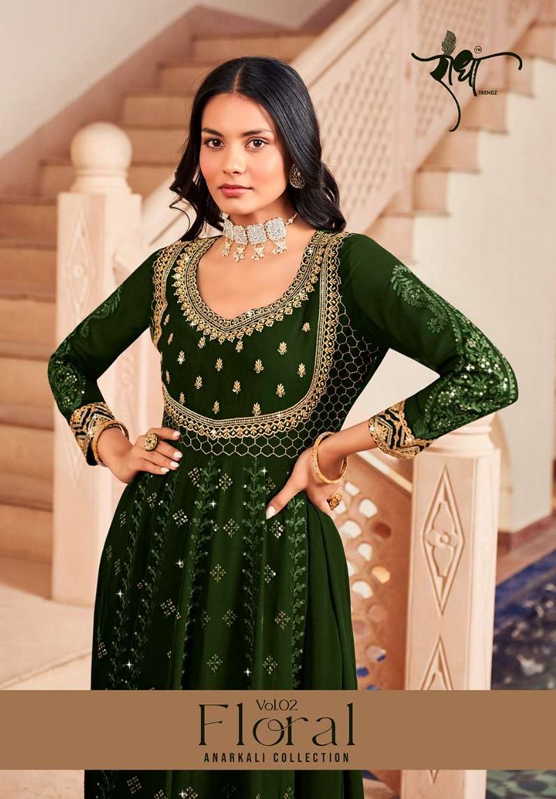 radha trendz floral vol 2 readymade long gown style salwar kameez