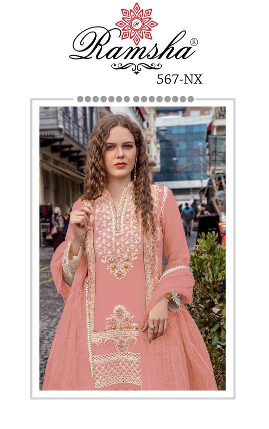ramsha 567 nx organza embroidery pakistani suits