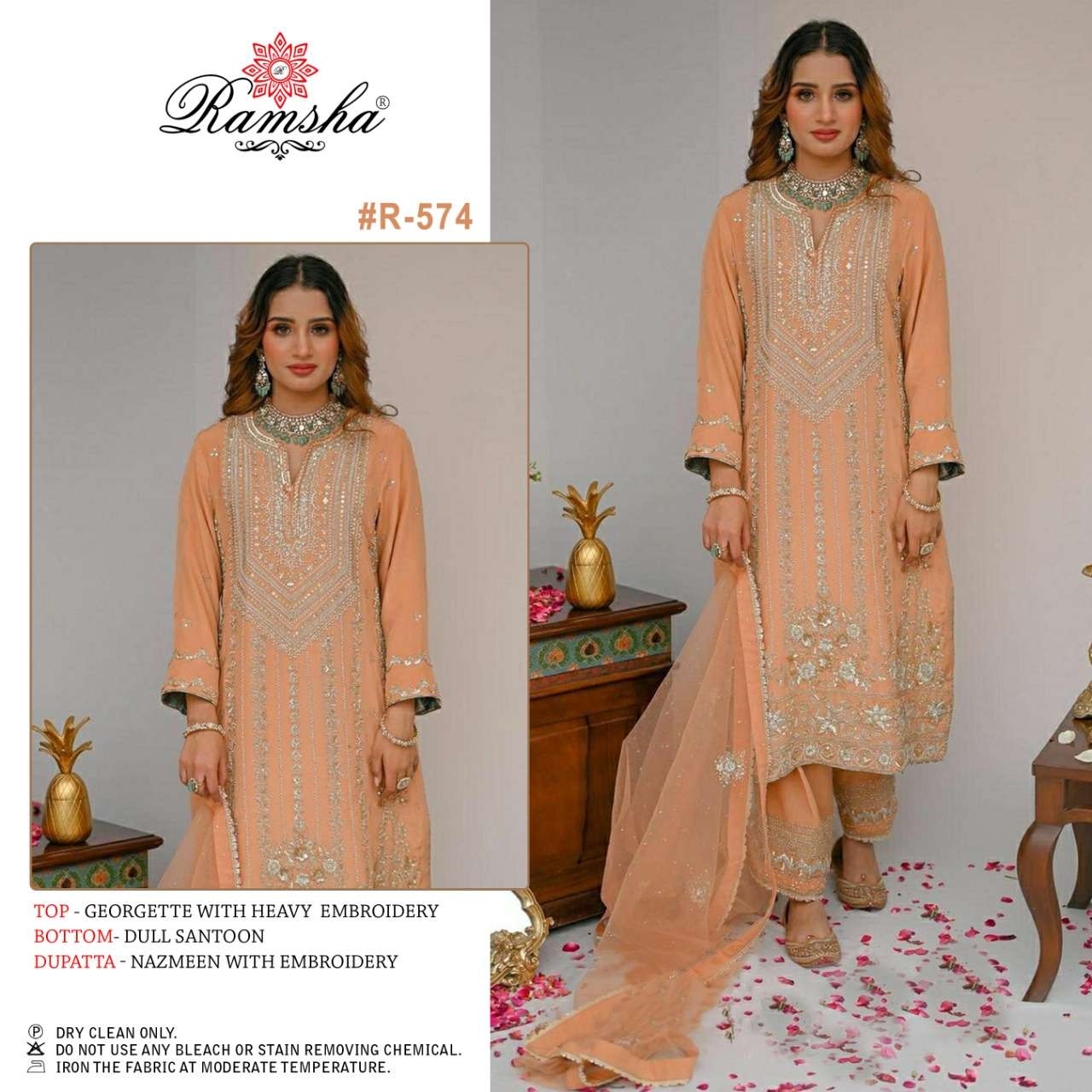 ramsha r 574 super hit pakistani single design salwar kameez