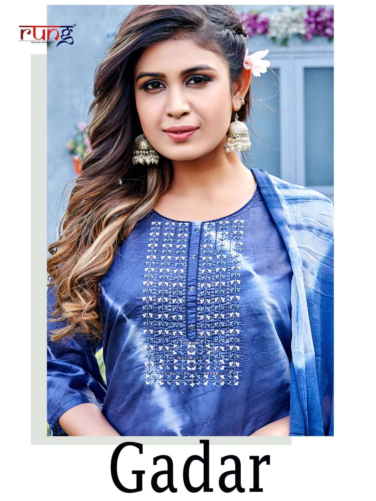 rung gadar kurti with pant and dupatta set 