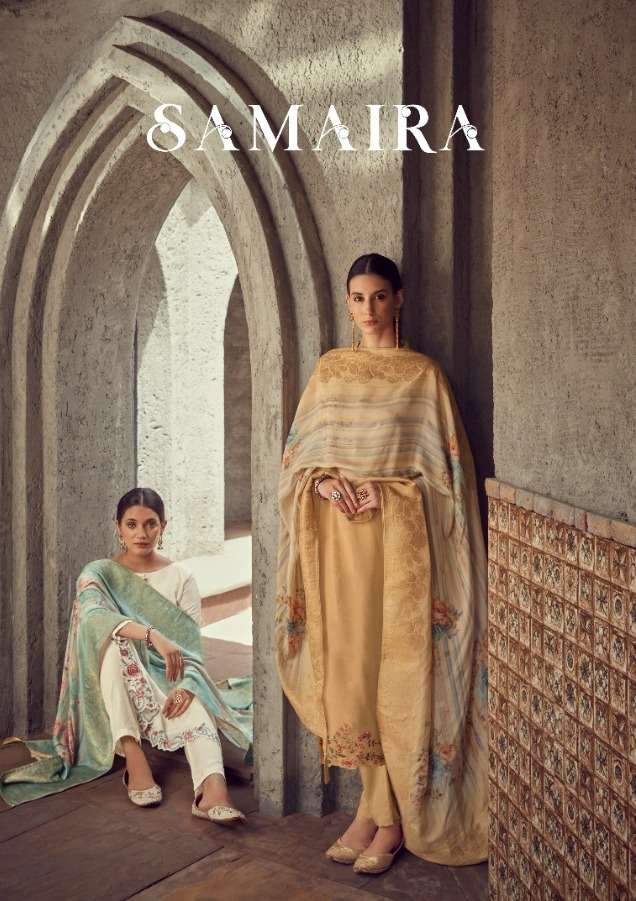 samaira by karma trendz maslin jacquard summer wear fancy dress materials