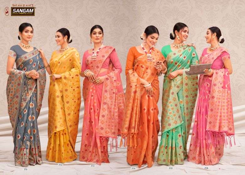 sangam prints stuti woven cotton silk saris wholesaler