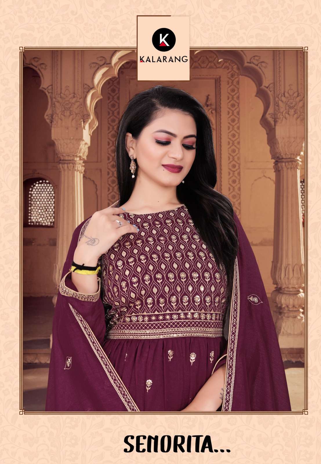 senorita by kalarang vichitra silk plazzo style suit wholesaler