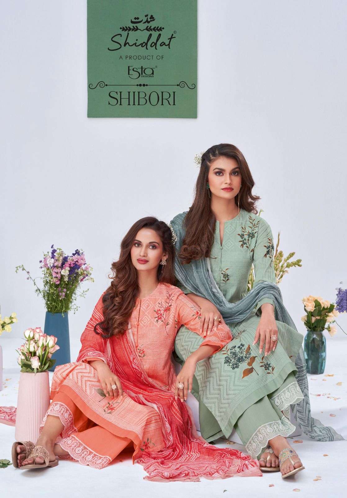 shiddhat shibori by esta designs block printed summer waer suits 