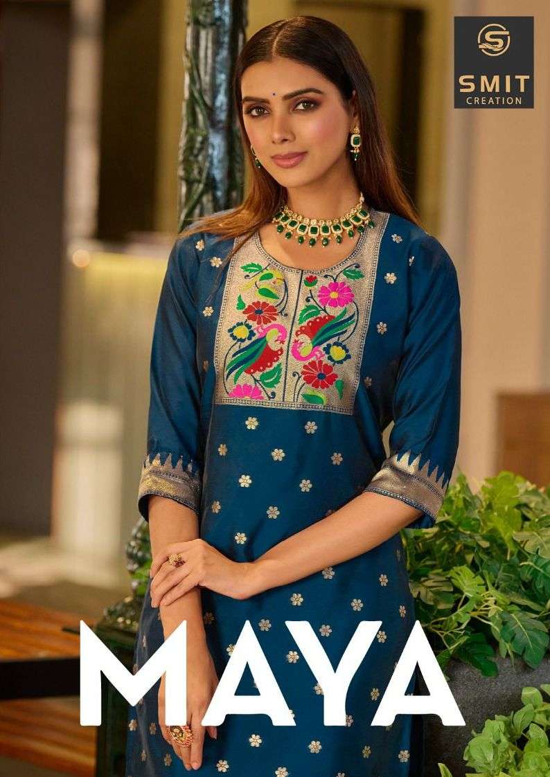 smit maya Pure Tapela Silk With Paithani Pattern kurtis wholesale 