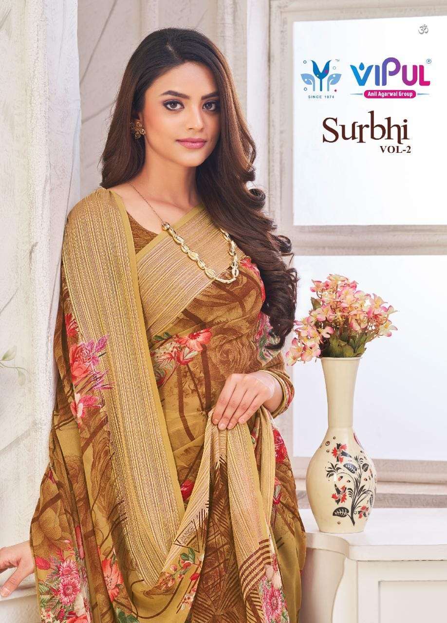 surbhi vol 2 by vipul printed georgette casual wear saree