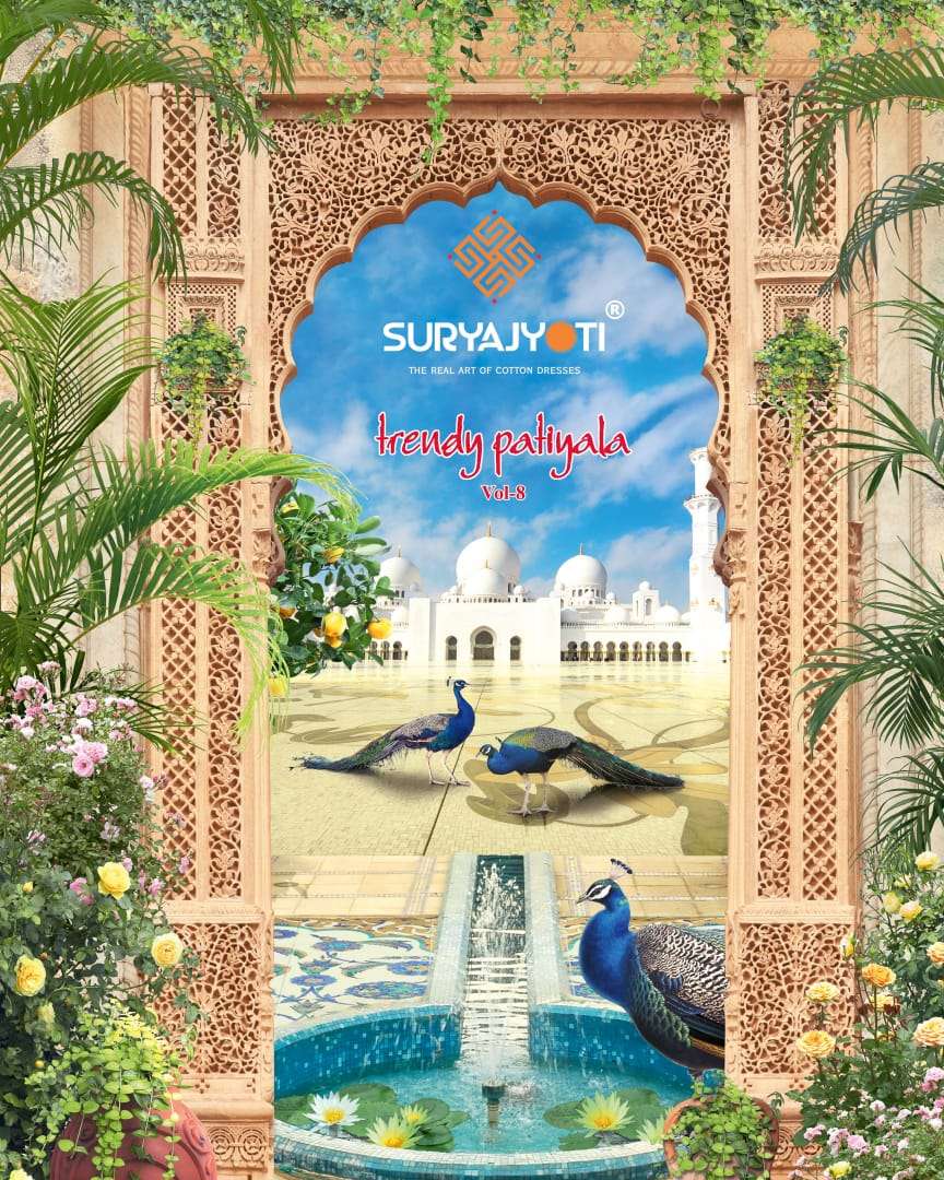 suryajyoti trendy patiyala vol 8 cotton unstitched suits 