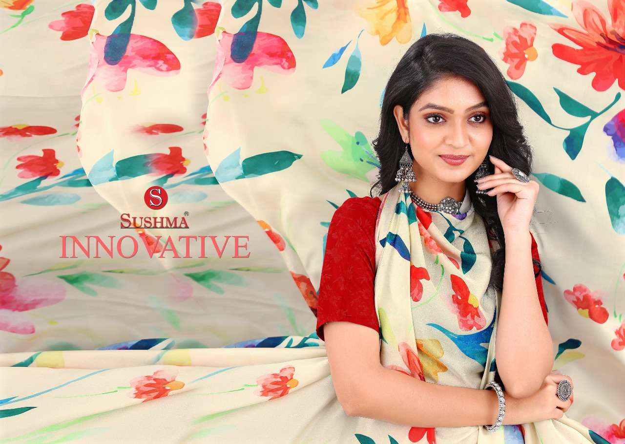 sushma innovative satin digital printed sarees