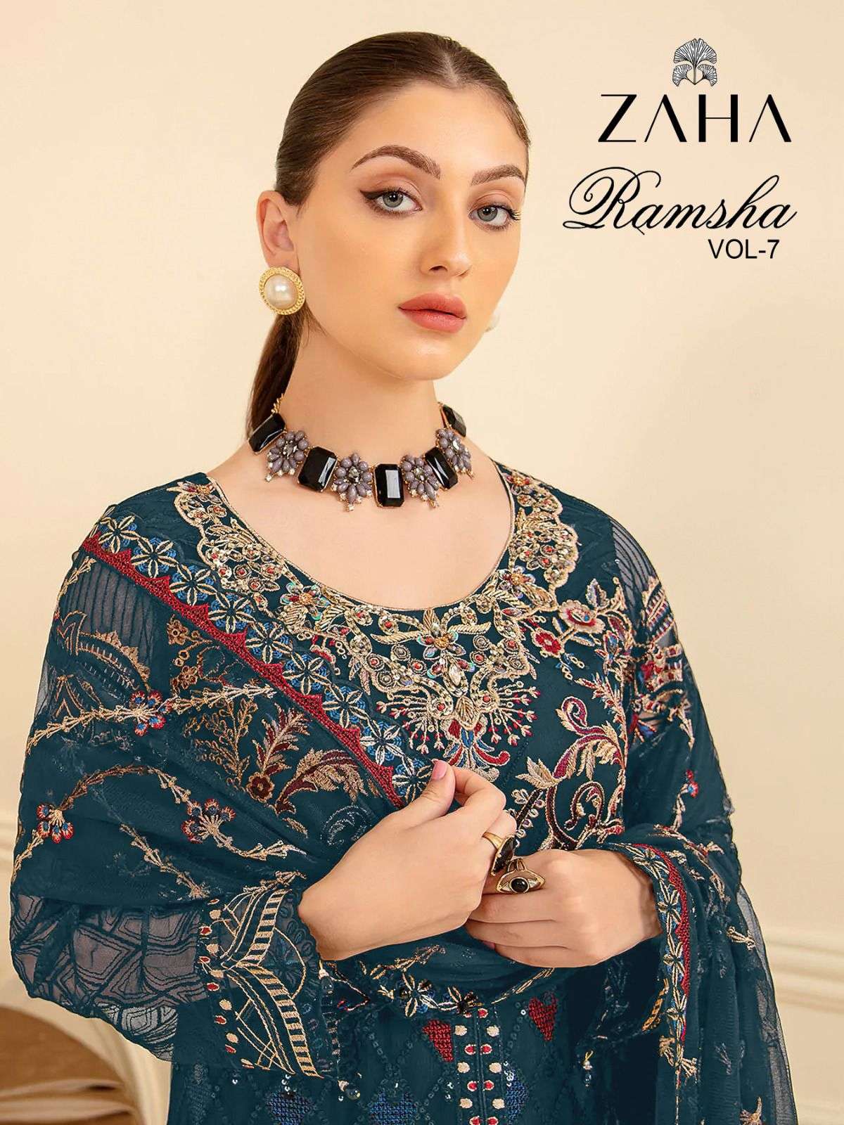 zaha ramsha vol 7 georgette work pakistani suits wholesaler