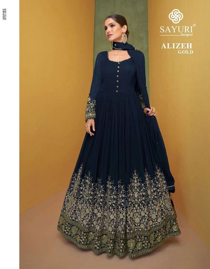 alizeh gold by sayuri designer readymade designer long gown with dupatta