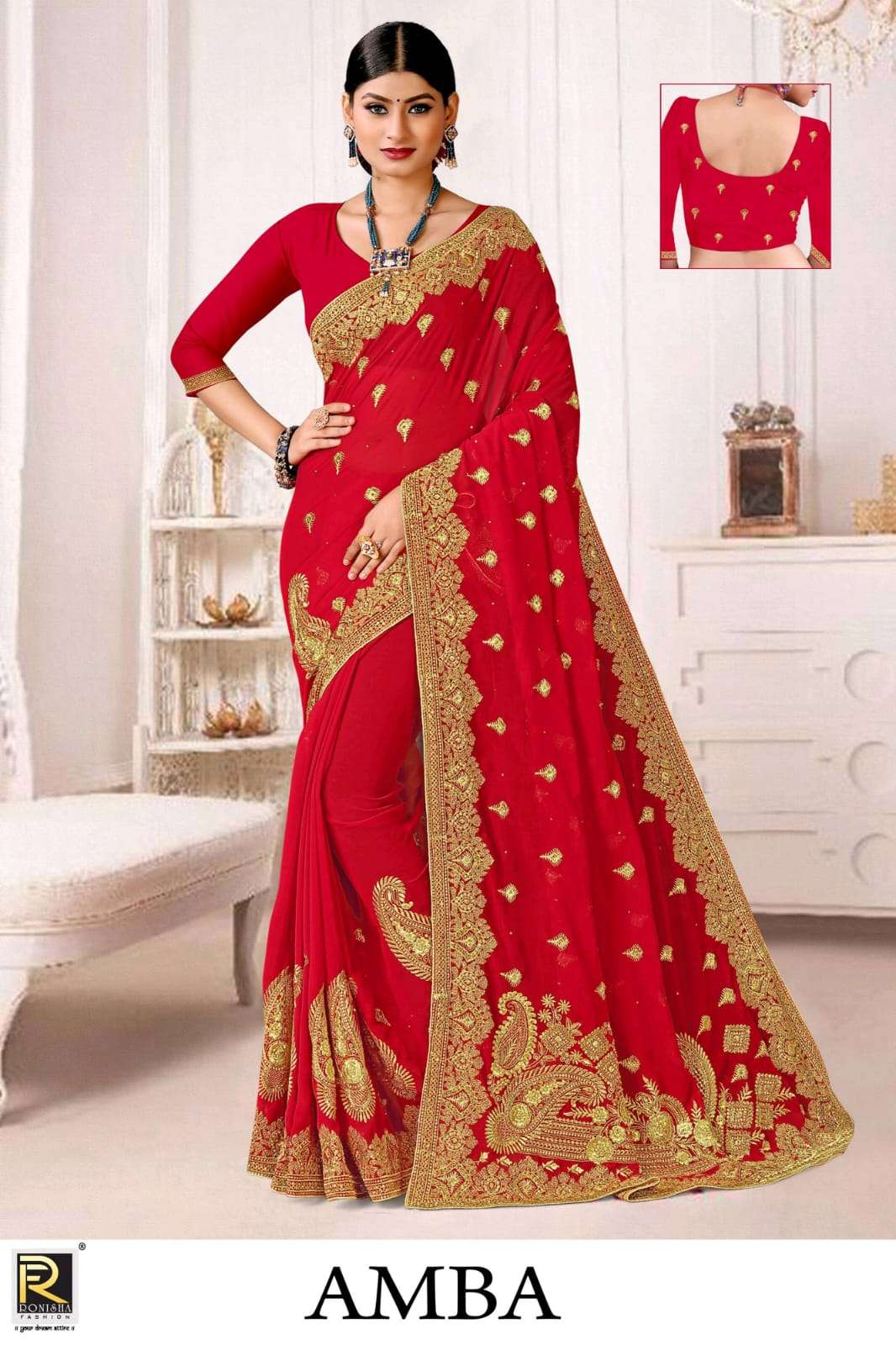 Amba by ranjna saree embroidery worked wedding collection 