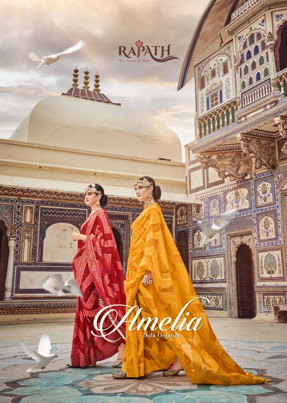 amelia by rajpath dola organza silk fancy saree exporter
