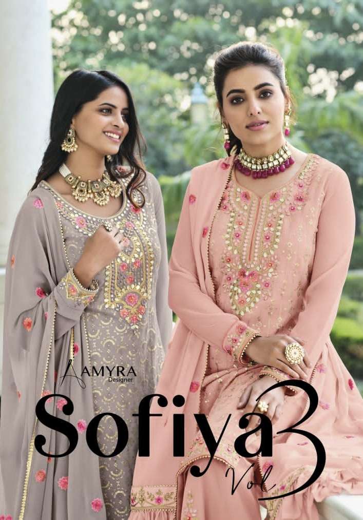 amyra designer present sofiya vol 3 semi stitch real georgette pakistani suit 