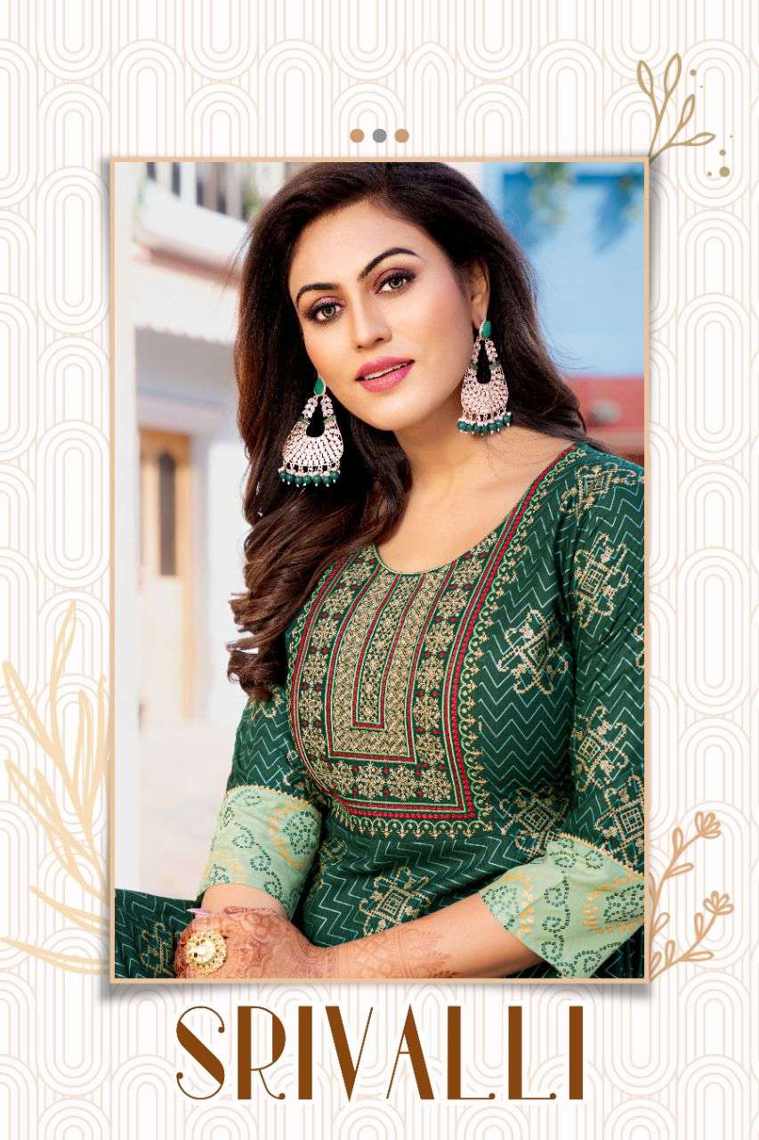 FASHION TALK SRIVALLI VOL.1 RAYON 14 KG  SEQUENCE WORK WITH LACE kurti catalog wholesaler best rate