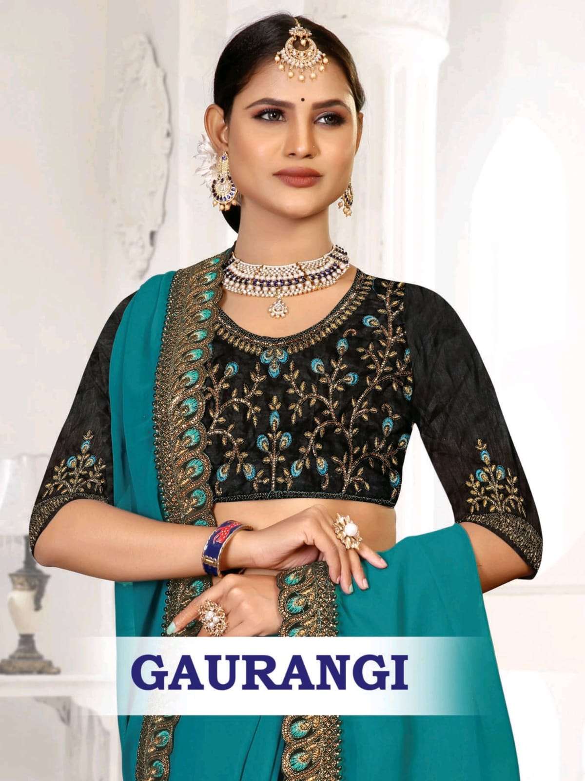 Gaurangi by ranjna saree work border blouse saree collection 