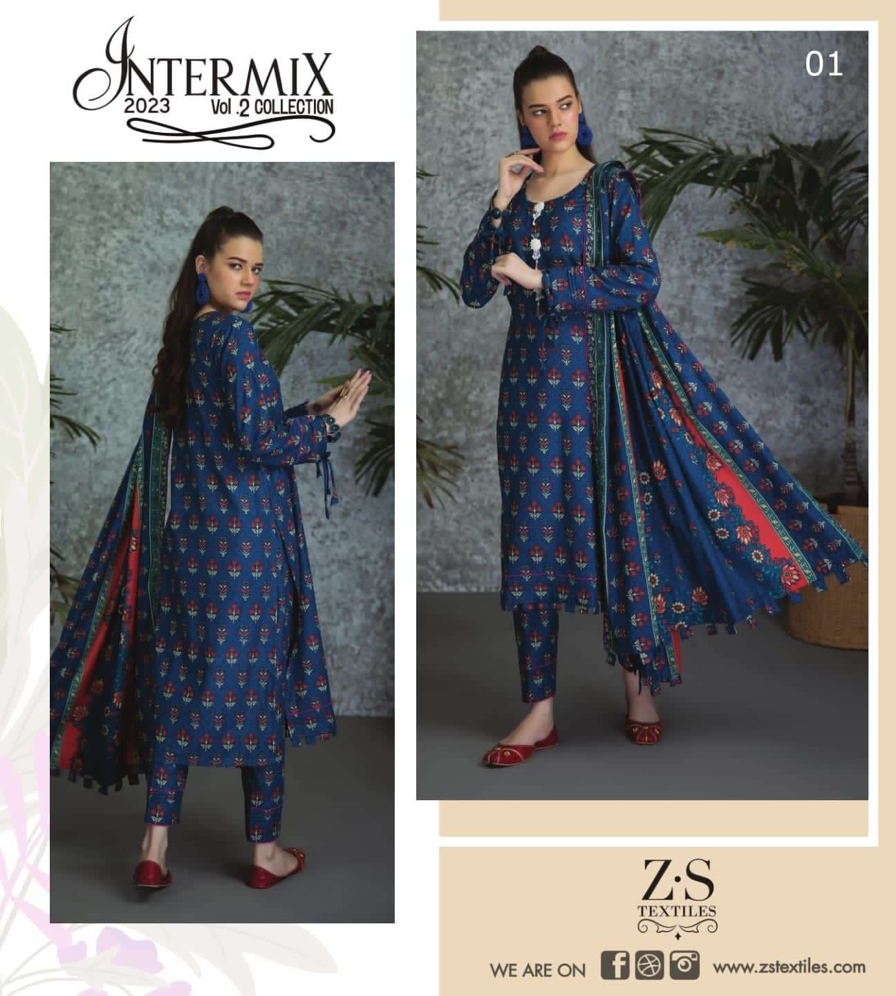 intermix lawn vol 2 by zs textile printed salwar kameez material 