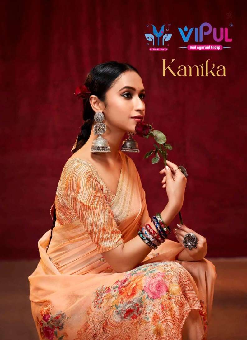 kanika by vipul fancy georgette fantastic printed saree