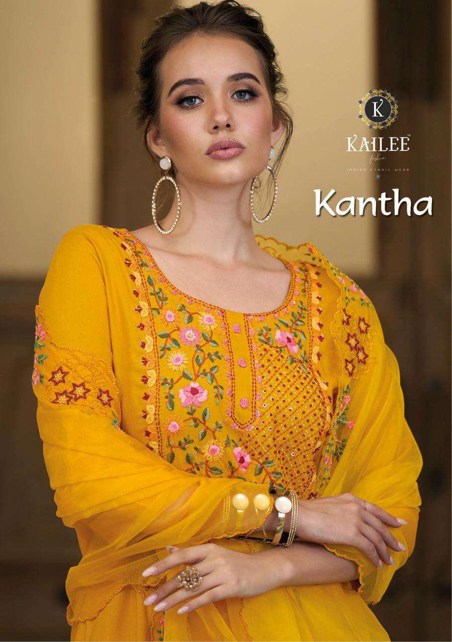 kantha by kailee fashion readymade handwork viscose rayon kurti and pant with dupatta 